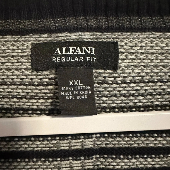 Alfani men’s Black White 100% Cotton Sweater Heavy V-Neck XXL - Picture 4 of 6